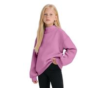 Felpa nera a maniche lunghe e collo alto con tasca - tinta unita - Felpa casual per la scuola - Maglietta basic a collo alto - Abbigliamento autunnale per adolescenti