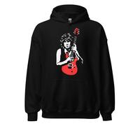 Felpa nera canguro con cappuccio design Rock Gary Moore