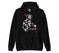 Felpa nera canguro con cappuccio design rock Jimi Hendrix