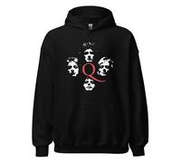 Felpa nera canguro con cappuccio design rock queen Freddie Mercury bohemien