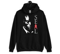 Felpa nera canguro con cappuccio design Rock Seal Kiss from a Rose