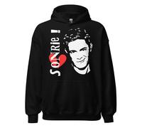 Felpa nera canguro con cappuccio design rock spagnolo Alejandro Sanz