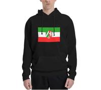 Felpa Nera con Cappuccio e Grafica della Bandiera regionale dell'Emilia-Romagna - Stampa Artistica dell'orgoglio culturale Italiano, Felpa Ampia - XL