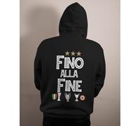 Felpa Nera con Cappuccio e Marsupio e Stampa Fino alla fine sia davanti e retro