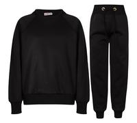 Felpa Nera Con Maniche Raglan Per Ragazze E Ragazzi E Completo Jogg