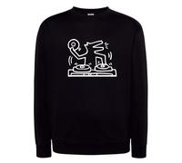 Felpa nera DJ Music dj musica disco techno dance vinyl cappuccio o girocollo