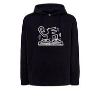 Felpa nera DJ Music dj musica disco techno dance vinyl cappuccio o girocollo
