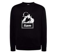 Felpa nera Liam Gallagher cantante rock musica con cappuccio o girocollo Oasi