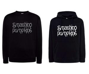 Felpa nera Smashing Pumpkins con stampa bianca o argento cappuccio o girocollo