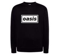 Felpa nera stampa OASIS rock anni 90 musica gallagher con cappuccio o girocollo