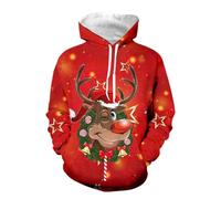 Felpa Noel Uomo Cappuccio- Maglione Caldo Manica Lunga Stampato Cattivissimo Chic Ed Elegante con Tasca Pullover Casual Autunno Inverno Ampio Natale Felpe con Cappuccio Morbido Confortevole Rigolo