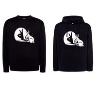 Felpa OMBRE CINESI nera idea regalo coniglio muro dita ok cappuccio o girocollo