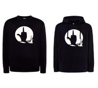 Felpa OMBRE CINESI nera idea regalo dito medio coniglio cappuccio o girocollo