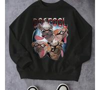 Felpa oversize casual con grafica Dogpool Deadpool, manica lunga con spalle scese, adatta per ragazzi/bambini Cuffie per ragazzi SY038Y,9Y,10Y,11-12Y,13-14YAnimale,Grafico,Lettere,slogan,Stampa Casual