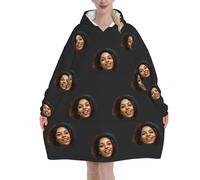 Felpa Oversize con Cappuccio, Coperta con Cappuccio, Personalizzazione Blanket Hoodie, Foto del viso personalizzata, Confortevole e Morbido - Perfetto per Le Notti Invernali sul Divano, con tasche