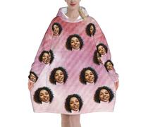 Felpa Oversize con Cappuccio, Coperta con Cappuccio, Personalizzazione Blanket Hoodie, Foto del viso personalizzata, Confortevole e Morbido - Perfetto per Le Notti Invernali sul Divano, con tasche