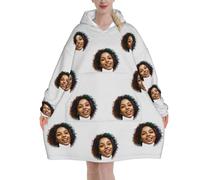 Felpa Oversize con Cappuccio, Coperta con Cappuccio, Personalizzazione Blanket Hoodie, Foto del viso personalizzata, Confortevole e Morbido - Perfetto per Le Notti Invernali sul Divano, con tasche