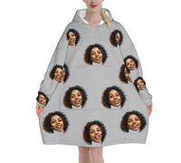 Felpa Oversize con Cappuccio, Coperta con Cappuccio, Personalizzazione Blanket Hoodie, Foto del viso personalizzata, Confortevole e Morbido - Perfetto per Le Notti Invernali sul Divano, con tasche