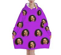 Felpa Oversize con Cappuccio, Coperta con Cappuccio, Personalizzazione Blanket Hoodie, Foto del viso personalizzata, Confortevole e Morbido - Perfetto per Le Notti Invernali sul Divano, con tasche