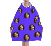 Felpa Oversize con Cappuccio, Coperta con Cappuccio, Personalizzazione Blanket Hoodie, Foto del viso personalizzata, Confortevole e Morbido - Perfetto per Le Notti Invernali sul Divano, con tasche