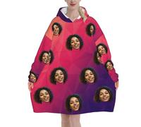 Felpa Oversize con Cappuccio, Coperta con Cappuccio, Personalizzazione Blanket Hoodie, Foto del viso personalizzata, Confortevole e Morbido - Perfetto per Le Notti Invernali sul Divano, con tasche