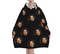 Felpa Oversize con Cappuccio, Coperta con Cappuccio, Personalizzazione Blanket Hoodie, Foto del viso personalizzata, Confortevole e Morbido - Perfetto per Le Notti Invernali sul Divano, con tasche
