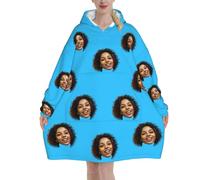 Felpa Oversize con Cappuccio, Coperta con Cappuccio, Personalizzazione Blanket Hoodie, Foto del viso personalizzata, Confortevole e Morbido - Perfetto per Le Notti Invernali sul Divano, con tasche
