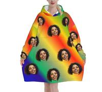 Felpa Oversize con Cappuccio, Coperta con Cappuccio, Personalizzazione Blanket Hoodie, Foto del viso personalizzata, Confortevole e Morbido - Perfetto per Le Notti Invernali sul Divano, con tasche