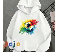 Felpa oversize con cappuccio versatile, comoda, imbottita in cotone, con spalle scese, stile preppy, stile casual e creativo, per bambini, stile street, stile preppy, drappeggiata, morbida, nuova seri