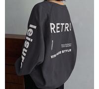 Felpa oversize con maniche a raglan e stampa di lettere, stile retrò "Bilancio tra lavoro e vita", "Mantieni il sorriso", stile vintage, maglie a manica lunga L,M,S,XL,XS,XXLsloganTessuto