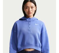 Felpa oversize corta serafino con cappuccio Nike Phoenix Fleece - Donna - Blu XS (IT 36-38)