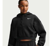 Felpa oversize corta serafino con cappuccio Nike Phoenix Fleece - Donna - Nero S (IT 40-42)