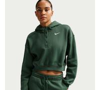Felpa oversize corta serafino con cappuccio Nike Phoenix Fleece - Donna - Verde XXL (IT 56-58)