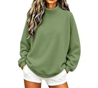 Felpa oversize da donna a collo alto con spalle scese, Verde chiaro, M