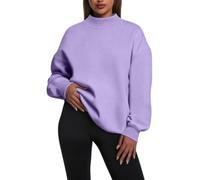 Felpa oversize da donna a collo alto con spalle scese, Viola, M