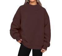 Felpa oversize da donna con collo a lupetto pullover accogliente autunno inverno casual sciolto top, Caff, L