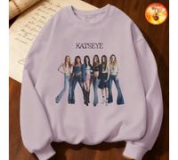 Felpa oversize da donna con fodera in pile caldo, modello Curve, girocollo, adatta per top in stile retrò/high street primaverile, autunno e inverno, divertente stampa di ritratti di gruppo femminili,