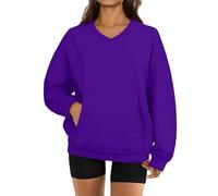 Felpa oversize da donna con scollo a V a maniche lunghe rilassata