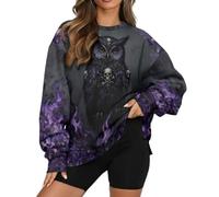 Felpa oversize da donna girocollo a maniche lunghe, con Iris Fire gotico, vestibilità ampia