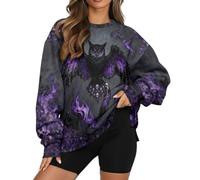 Felpa oversize da donna girocollo a maniche lunghe, con Iris Fire gotico, vestibilità ampia
