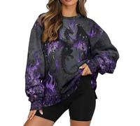 Felpa oversize da donna girocollo a maniche lunghe, con Iris Fire gotico, vestibilità ampia