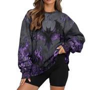 Felpa oversize da donna girocollo a maniche lunghe, con Iris Fire gotico, vestibilità ampia