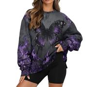 Felpa oversize da donna girocollo a maniche lunghe, con Iris Fire gotico, vestibilità ampia