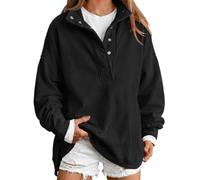 Felpa Oversize da Donna in Pile, Pullover con Colletto rialzato e Mezzo | Top casual larghi, felpe da casa calde autunno inverno for felpe con cappuccio calde da donna