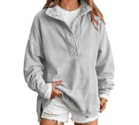 Felpa Oversize da Donna in Pile, Pullover con Colletto rialzato e Mezzo | Top casual larghi, felpe da casa calde autunno inverno for felpe con cappuccio calde da donna