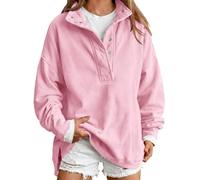 Felpa Oversize da Donna in Pile, Pullover con Colletto rialzato e Mezzo | Top casual larghi, felpe da casa calde autunno inverno for felpe con cappuccio calde da donna