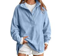 Felpa Oversize da Donna in Pile, Pullover con Colletto rialzato e Mezzo | Top casual larghi, felpe da casa calde autunno inverno for felpe con cappuccio calde da donna