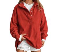 Felpa Oversize da Donna in Pile, Pullover con Colletto rialzato e Mezzo | Top casual larghi, felpe da casa calde autunno inverno for felpe con cappuccio calde da donna