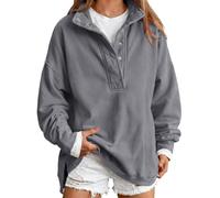 Felpa Oversize da Donna in Pile, Pullover con Colletto rialzato e Mezzo | Top casual larghi, felpe da casa calde autunno inverno for felpe con cappuccio calde da donna