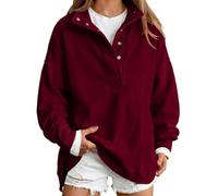 Felpa Oversize da Donna in Pile, Pullover con Colletto rialzato e Mezzo | Top casual larghi, felpe da casa calde autunno inverno for felpe con cappuccio calde da donna